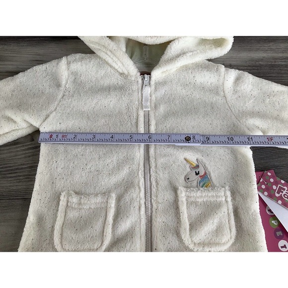 Wippette Kids Faux Fur Girls Zip Up Unicorn Sparkly Jacket Size 12 Months/white. - Picture 14 of 16